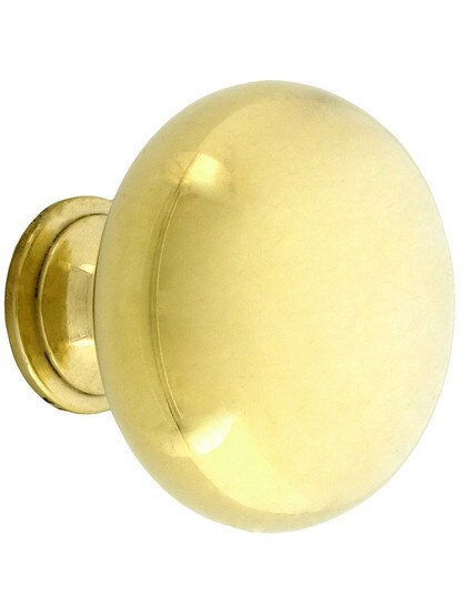 Large Classic Brass Cabinet Knob - 1 1/2 inch Diameter in Unlacquered Brass.